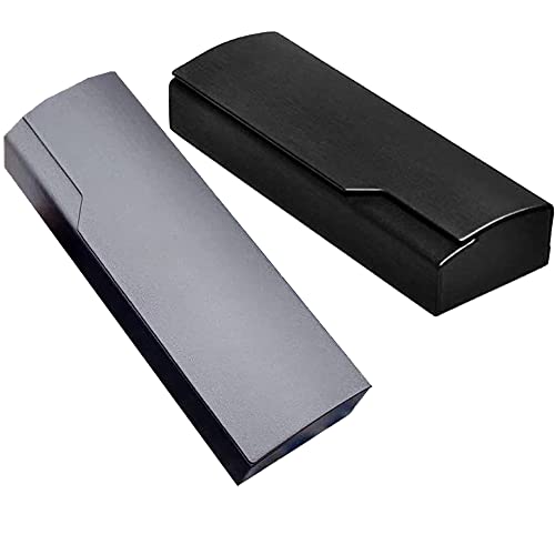 ZJYY 2 Stück Brillenetui Brillen Case, Hardcase Brillenetui Etuis, Harte Brillenetui, Brillenetui Hartschale Tragbare, Passend Für Die Meisten Brillenetuis Sonnenbrillen(Schwarz,Grau) Cover