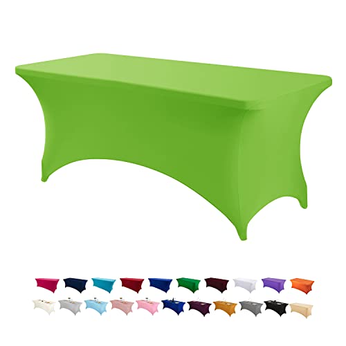 Image of Peomeise 6FT Spandex Table Cover Rectangular Stretch Spandex Tablecloth (Apple Green,6FT)