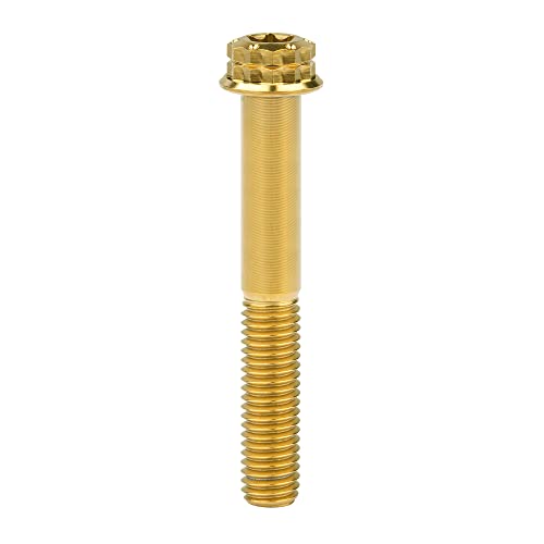 Image of Titanium Flange 12 Point Head M8 x15 20 25 30 35 40 45 50 55 60 65mm Screw Bolt Pack of 4 (M8x50mm, Gold)