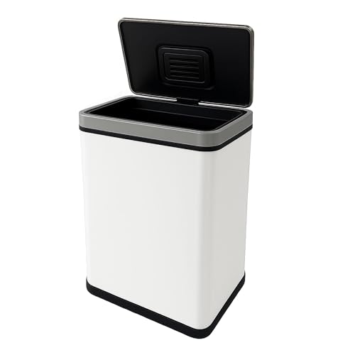 Cubo de Basura de 50L color Blanco en Acero inoxidable con Sensor automático y Filtro antiolor 54cm altura