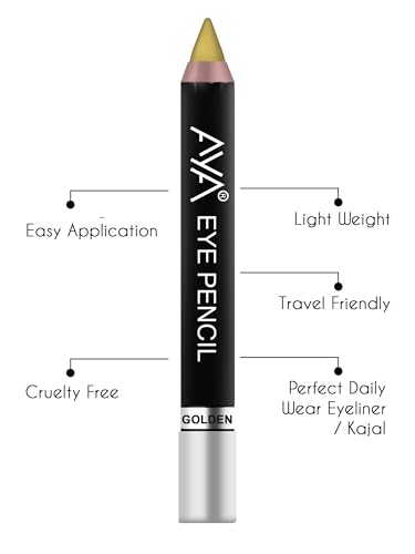 Image of AYA Eye Pencil For Kajal /Eye Liner - Golden 2.8g | Glides Smoothly | Creamy smooth formula | Light weight