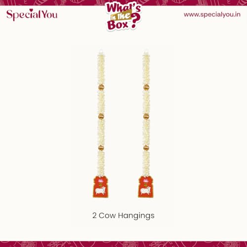 Image of SpecialYou Ganpati Decoration Setup for Home Decor With Set of 2 Cow Lotus Wall Hanging Decoration, Ganapati Decoration Items for Home, Wall Decor Items for Living Room