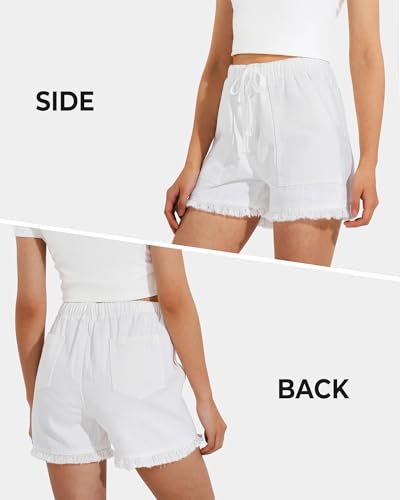 Image of BOOPH Girls Jean Shorts Denim Elastic Waist Drawstring Short for Teen Girl