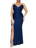 LightlyKiss Women's Classic Fashion Bodycon Birthday Party Long Dress Sexy Cocktail Party Dress Elegant Split Formal Wedding Guests Evening Gown Blue