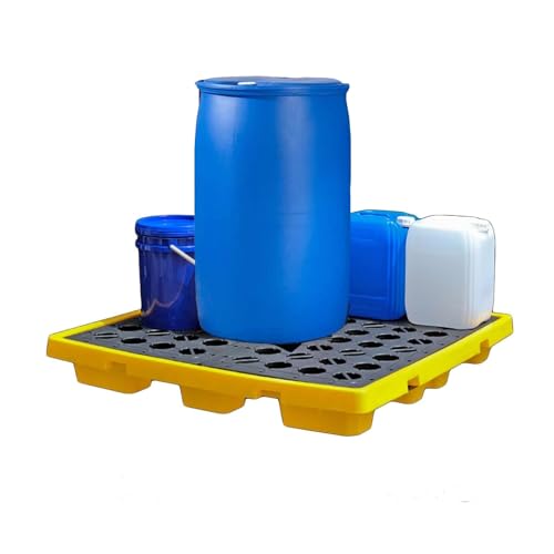 Heavy-Duty Spill Containment Pallet with Forklift Pockets, Modular Secondary Containment Pallet for Garage, Kitchen, Basement & Industrial Storag(33.5x33.5x5.5cm)