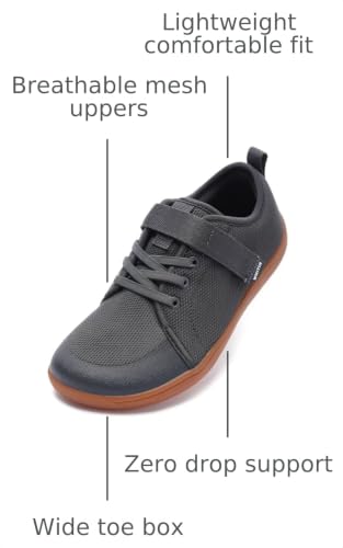 Image of WHITIN Little /Big Kid Barefoot Shoes | Boys /Girls Lace-up Minimalist Sneakers | Wide Toe Box | Natural Flexible Fit