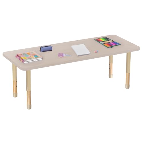 Image of Factory Direct Partners 24 inch x 60 inch Rectangle Kids Classroom Table with Adjustable Chunky Wood Legs