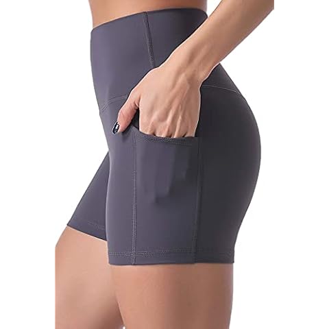 Sunzel 8" / 5" / 3" Biker Shorts for Women with Pockets, High Waisted Yoga Workout Shorts, 5" Gray, Medium Cover