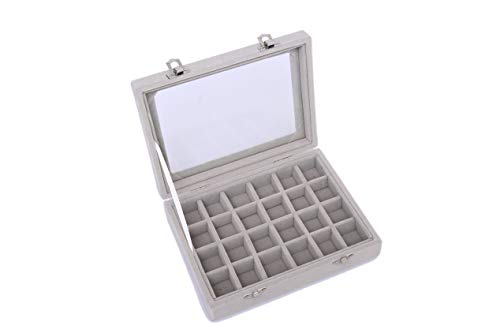 Preisvergleich Produktbild Runsabay Schmuckschatulle für Weihnachten und Neujahr, 24-teilige Schmuckschatulle aus Samtglas mit Aufbewahrungsbox für Glasdeckel-Tabletthalter, Display-Organizer, Ohrringe