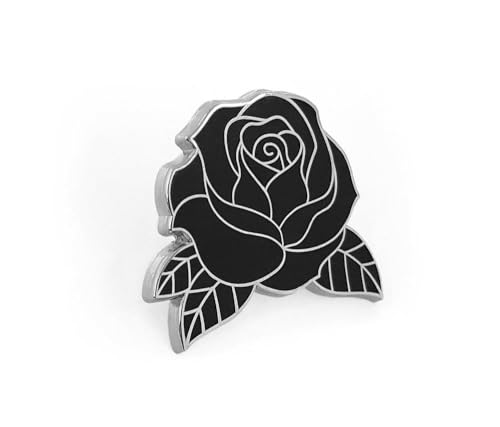 Pinsanity Black Rose Enamel Lapel Pin