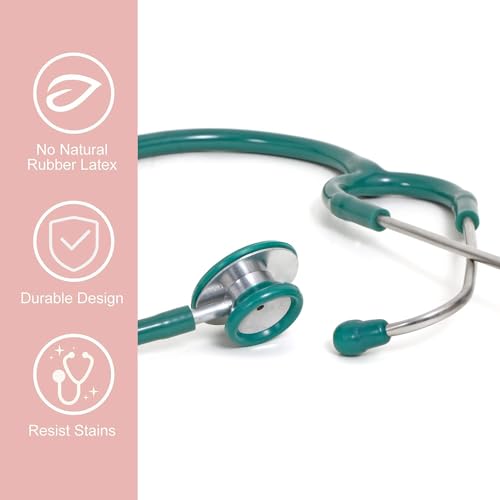 Image of Fidelis Healthcare Green Edition Dual Head Stainless Steel Stethoscope for Doctors, Nurses and Medical Students | Light Weight Chest Piece | Flexible Latex Free Tube