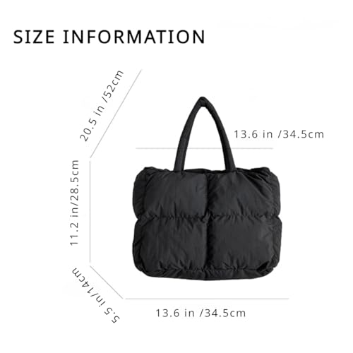 Puffer Shoulder Bag Women's Chic Quilted Puffy Tote Lightweight Winter-Ready Down Padded & Large Capacity Handbag (Off White)3