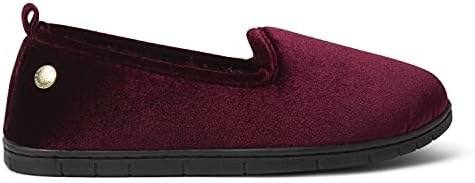 Dearfoams Women's Rachel Shiny Velour Closed Back Slipper, Burgundy, Large | Image 4