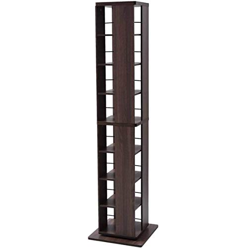 Yamazen DSRR-8 (WL) Rotating Bookcase, 8 Tiers, Width 17.7 x Depth 17.7 x Height 72.8 inches (45 x 45 x 182.5 cm), Wall Mounted, Corner Mountable, Compact, Large Capacity, Assembly Required, Walnut