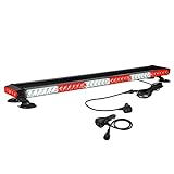 WOWTOU Roof Top Flashing Strong Magnetic 80 LED Red White Emergency Strobe Light Bar for Firefighter First Responder Vehicles Fire Trucks, Double Side Safety Warning Beacon Lights