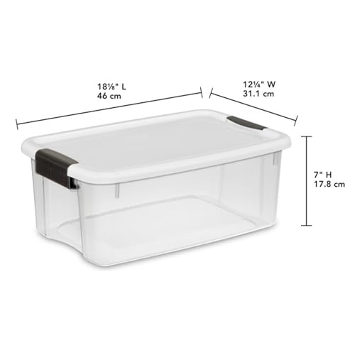 Sterilite 4 Sets of 70-Quart & 6 Sets of 18-Quart Heavy-Duty Stackable Storage Container Tote, Clear Base w/White Latch lid for Home Organization - image 3