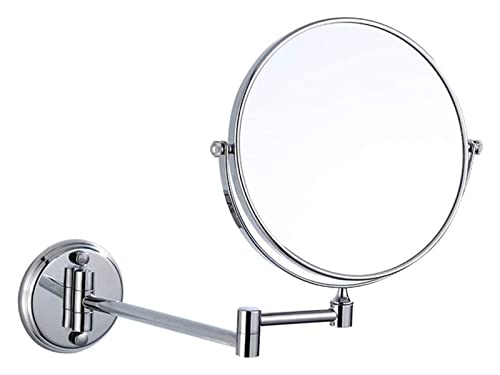 BJFSEAFN 8-inch Silver Makeup Mirror Cosmetic Vanity Mirror All-Copper 3 Times Magnification Bathroom Mirror Wall-Mounted Folding