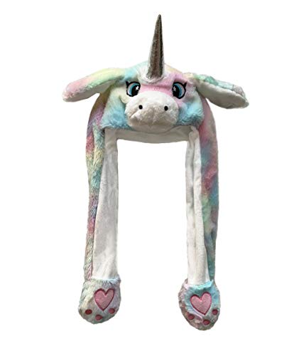 Mordarli Unicorn Hat Plush Bunny Hats Caps with Ears Moving Jumping Pop Up