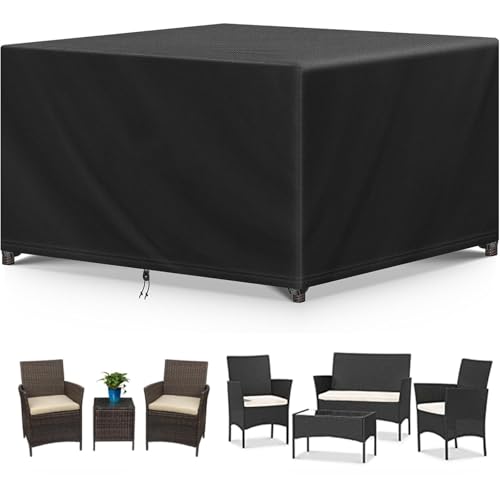 BDBSGBH - Funda para muebles de jardín, impermeable, resistente a los rayos UV 420D, tela Oxford, funda de mesa de jardín, para juegos de mesa y sofá con cuerda y hebilla, 200 x 180 x 60 cm