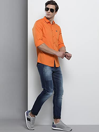 Image of The Indian Garage Co Men Slim Fit Solid Full Sleeves Cutaway Collar Casual Shirt