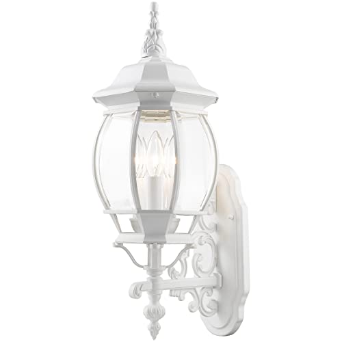Image of Livex Lighting 7524-13 7524-03 Outdoor Wall Lantern, White, 8.25 x 22 | Dimensions: 8.25 x 22