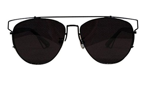 GMAT Retro Vintage Mirrored Aviator Sunglasses Metal Frame Classic Style (Black Frame Grey, Grey)
