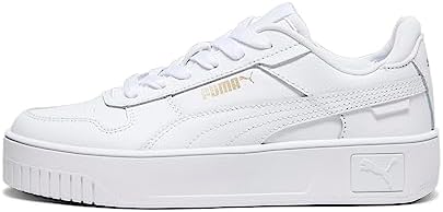 PUMA Carina Street Sneaker, White White Gold, 5 US Unisex Big Kid | Image 5