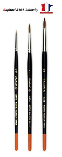 Raphael Series 8404 Brush, Pincel de Arena roja kolinsky, Juego de 3 Piezas, tamaño 5/0.1, 2. (Raphael France) Espace Beaux Arts