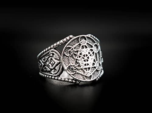 925 Sterling Silver Men's Metatron's Cube Sacred Geometry Ring3