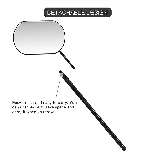 Pretty memory Lash Mirror, 2.2 Inches Large Eyelash Mirror for Lash Extensions, Eyelash Extension Supplies for Techs, Portable Stainless Steel Detachable Makeup Mirror (Black)