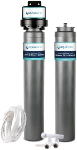 Aquasana Under Sink Water Filter + Extra Replacement Filter Bundle | Reduces 99% of 78 Contaminants Including Chlorine & Lead from Tap Water | Claryum Direct Connect