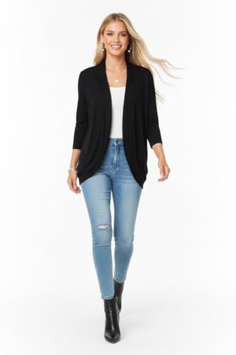 Image of ToBeInStyle Womens Open Front Long Sleeve Lightweight Asymmetrical Draped Cardigan with Side Pockets