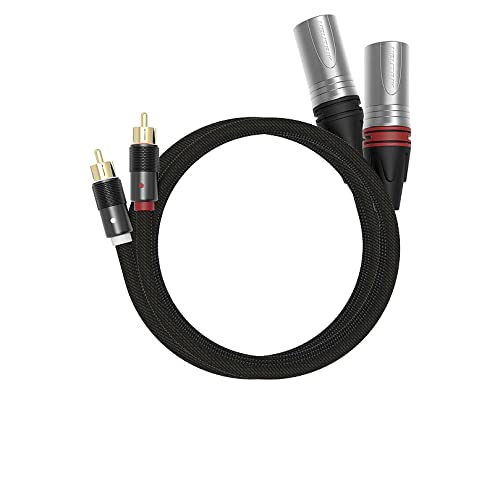Khadas デュアルRCA-デュアルXLRケーブルアダプター オス-オスケーブル,バランスL/R RCA-XLR3フォノプラグケーブル、左右のテープアウトコード、ミキサー、スタジオモニター、ステレオHiFiサブウーファースピーカー、Tone2Pro用 (1)