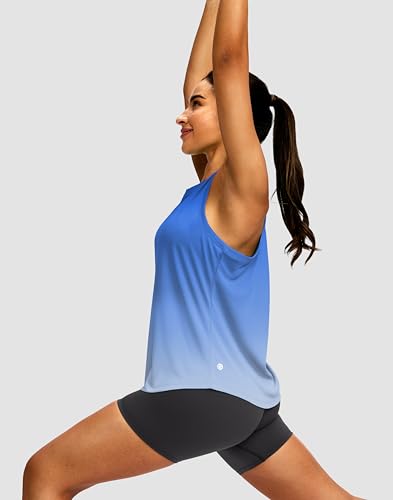 Image of Women's Workout Tops Racerback Athletic Tank Tops Sleeveless Loose Fit Yoga Running Gym Shirts for Women