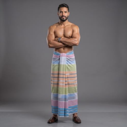 Image of Men's Cotton Lungi | Soft Breathable Wrap Around Lungi | Comfortable Daily & Home Wear for Men