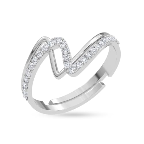Image of Clara 925 Sterling Silver Minimal Adjustable Ring for Women Platinum Plated | Daily Wear | Gift for Women and Girls