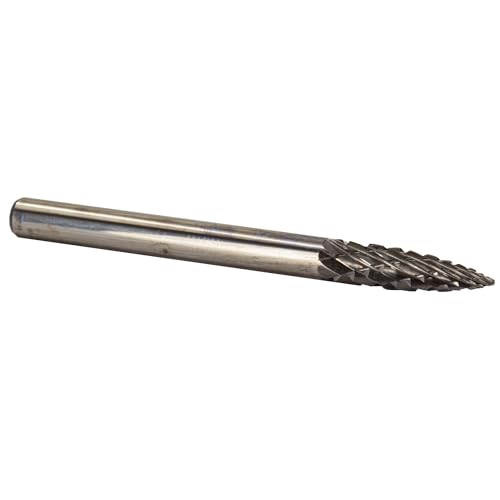 Image of Drill America SG-81 Carbide Burr /Rotary File Tree Pointed End Double Cut for Die Grinder 3 /16 inch Dia. x 1 /2 inch Cut Length with 3 /16 inch Shank and 2 inch Overall Length, DUL Series