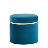 amazon brand rivet asher oval upholstered storage ottoman 18 w teal velvet