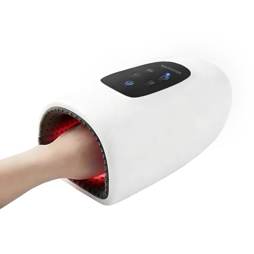 vrenmol Air Compression Hand Massager with Heat: Wrist Heating Electric Hand Massager, 3 Modes Dual-Effect Massage Tools 5 Temperature 5 Intensities Rechargeable Home Gift for Women Men