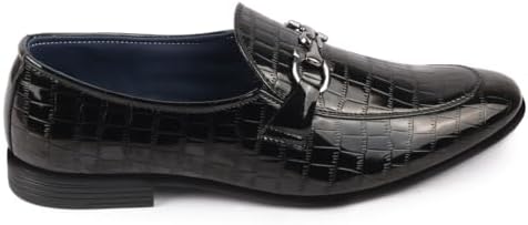 FAUSTO Men's Party Formal Patent Leather Embossed Buckle Slip On Loafer Shoes|Traditional Wedding Shoes|Tuxedos Dress Shoes