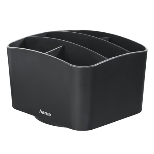 Hama 'Agent' Rotating Remote Control Holder (holds up to 6 remotes, also ideal as a desk organizer or for the bathroom, storage for remotes, pens, phone, glasses, etc.) black