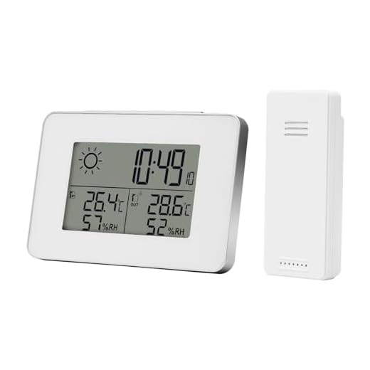 Homcoice Stazione Meteorologica digitale wireless con sensore esterno, Orologio radiocontrollato DCF, Termometro Igrometro interno/esterno con previsioni meteo animate, sveglia, funzione snooze