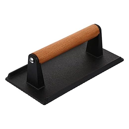 DOITOOL Gjutjärn grillpress med trähandtag hamburgare press smasher BBQ biff vikt press för platt topp stekpanna grill ugnar matlagning svart