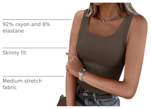 Image of ANRABESS Womens Square Neck Ribbed Tank Tops 2026 Summer Sleeveless Shirts