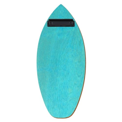 Bütic Holz Klemmbrett Surfbrettform für Getränkekarte, Farbe:Türkis, Klemme:Bügelklemme schwarz