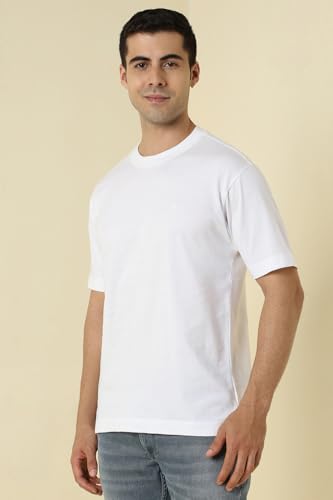 Image of Allen Solly Men's Cotton T-Shirt | Drop Shoulder | Back Print | Regular Fit | Casual Streetwear Style