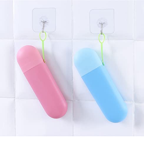 Prostuff.in Plastic Store Portable Toothbrush, Tongue Cleaner Holder Case Traveling, Outdoor, Use To Storage & Carry Case Storage Box Cover Organizer (Pack of 2), Multi-coloured 4