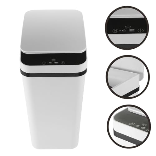 Bote de basura automático rectangular plástico blanco miniatura 3