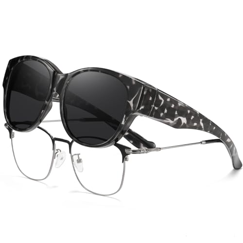 Image of HAOLOTA Fit Over Glasses Sunglasses for Women Polarized | Over Glasses Sun Glasses, UV400 Polarized Lens, Trendy Cat Eye Sunglasses, Lightweight and Flexible, Driving, Daily Use