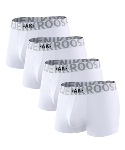 Arjen Kroos Breathable Cotton Underwear for Men 4 Pack Moisture Wicking Boxer Briefs Anti-Roll Trunk with Plush Waistband